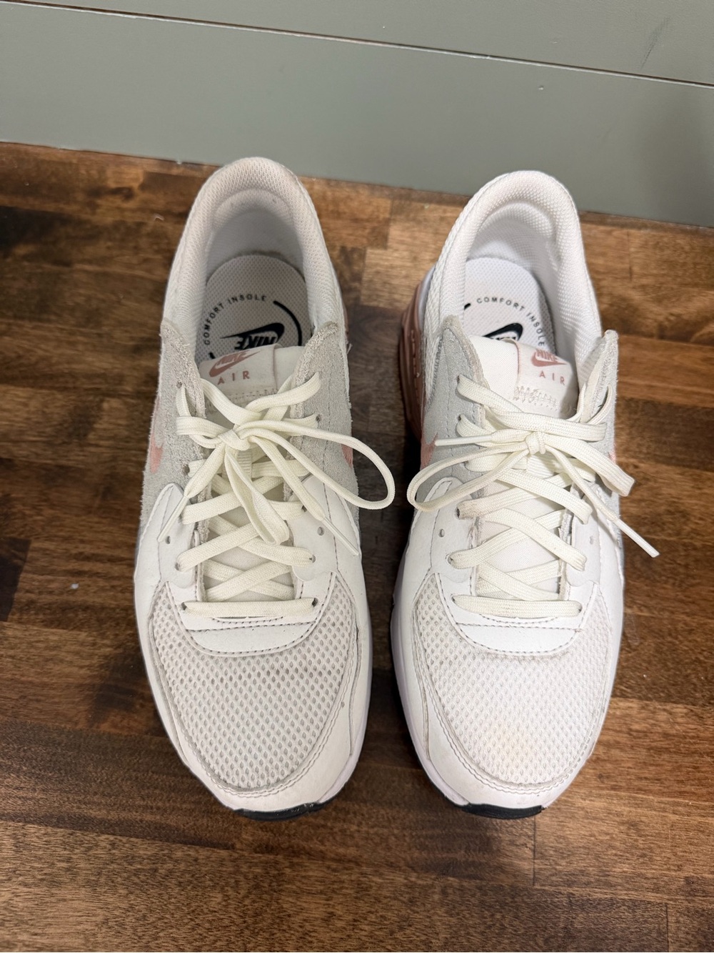 Nike Air Casual Sneakers in Off-White with Pink Accent